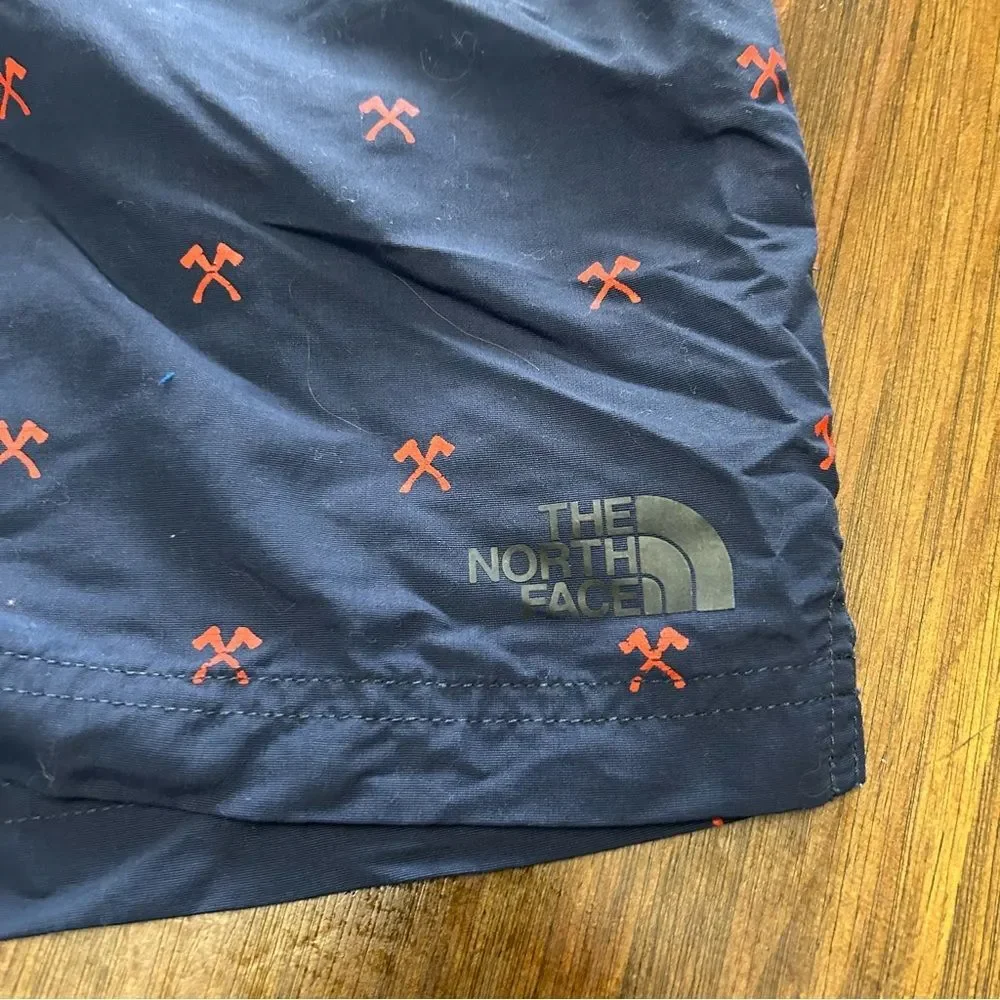North Face Navy Blue Swim Shorts with Red Pattern men's Large Pickaxe